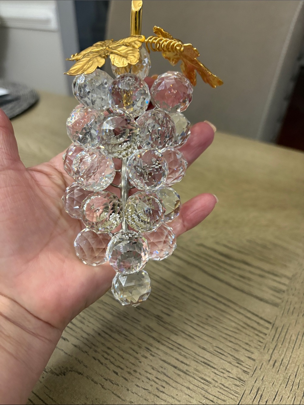 Crystal Grapes Ornament with Gold Leaf Accent
